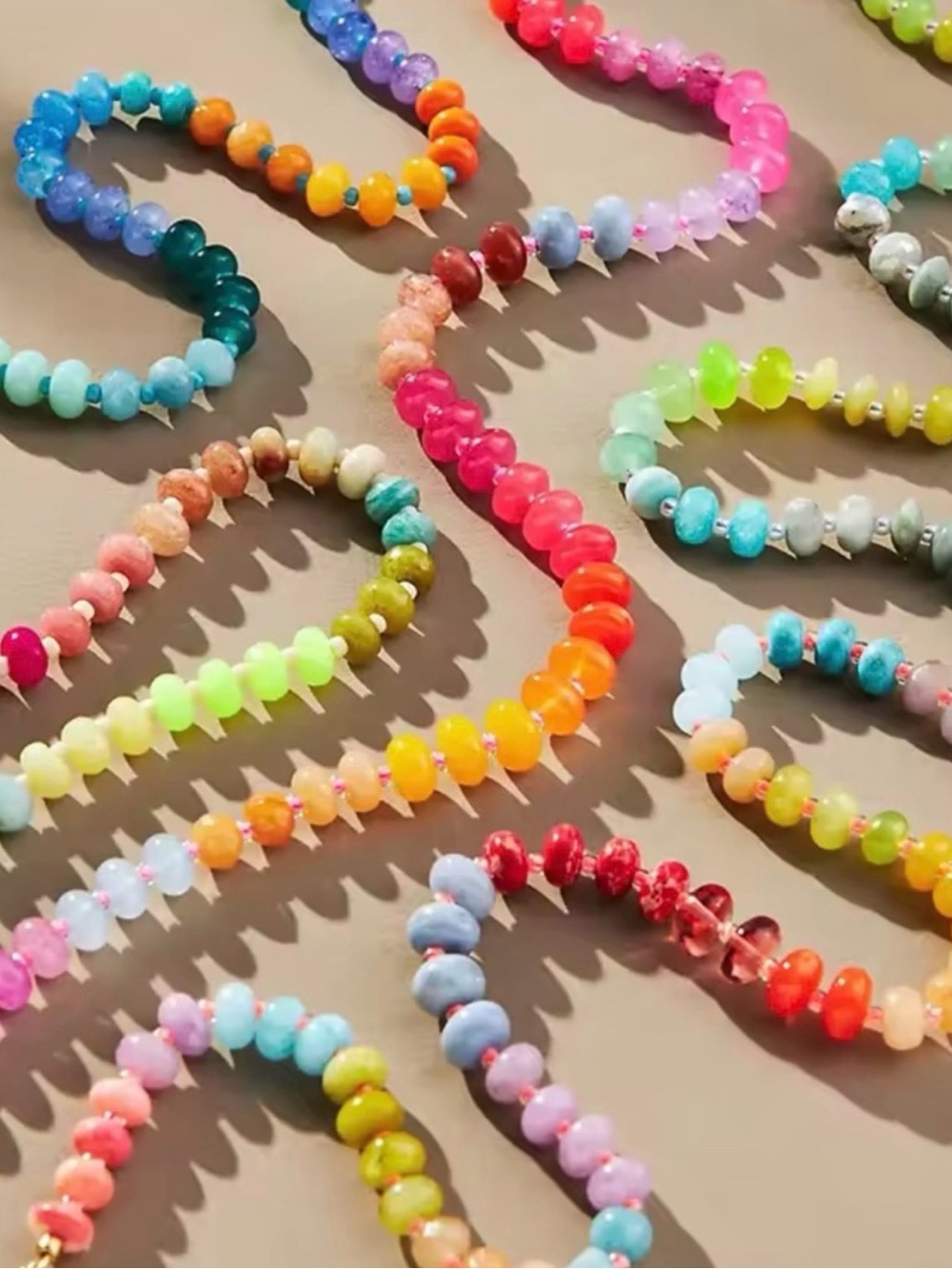 Multicolor Beaded Gemstone Necklace - Vibrant Rainbow Accent - Picture 3 of 3